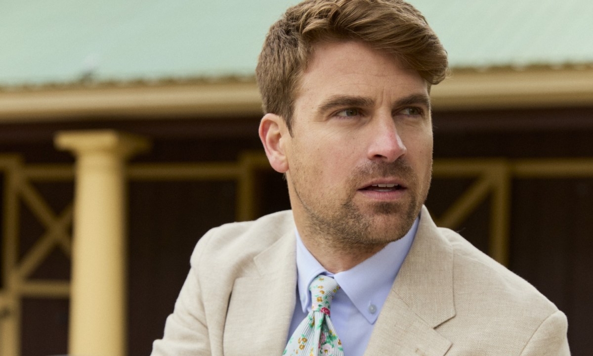 TieBar x Laura Ashley man in tan suit and tie