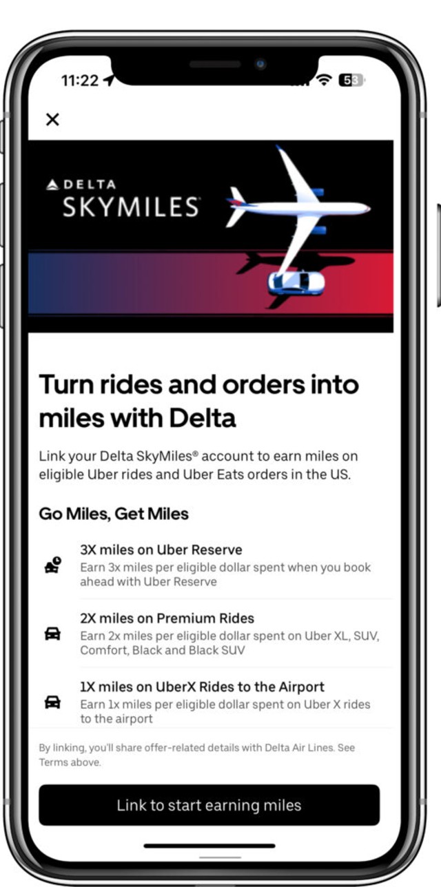 Delta x Uber account linking