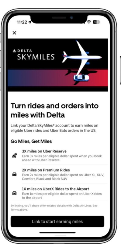 Delta x Uber account linking