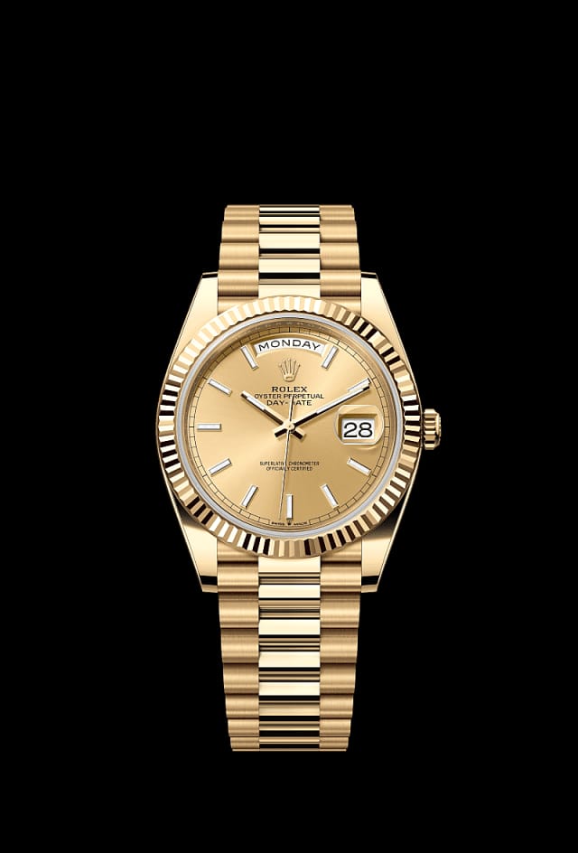 Rolex Day-Date 40 with Stella dial.