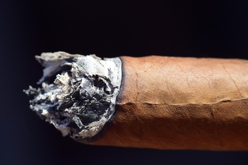 a lit cigar