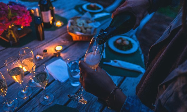 Pouring champagne at bachelor party
