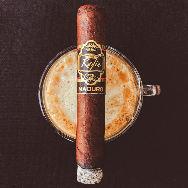 a lit cigar sitting on the brim of a cup of coffee
