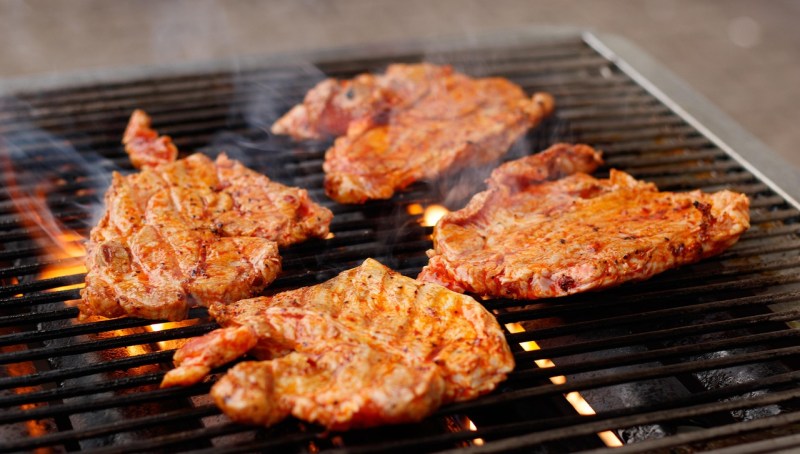 meat on the gas grill