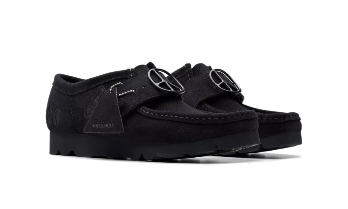 black suede needles x clarks shoes