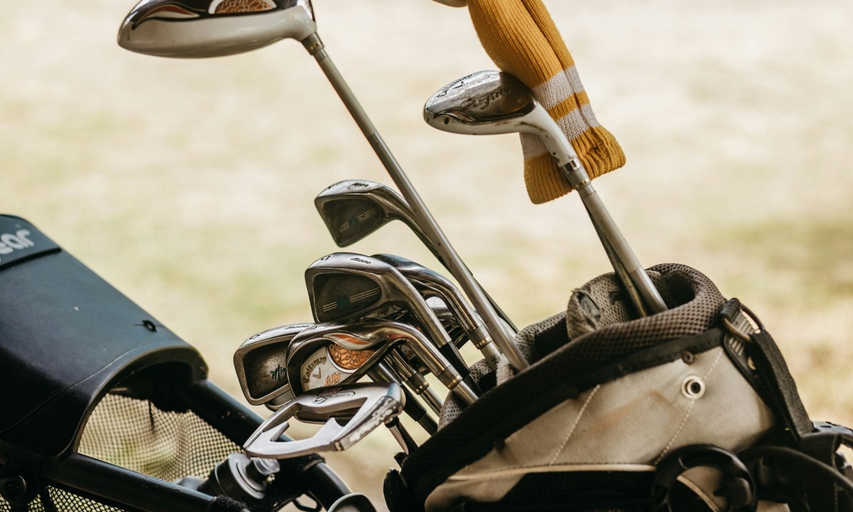 Golf clubs in a golf bag