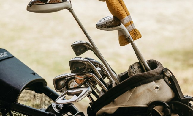 Golf clubs in a golf bag
