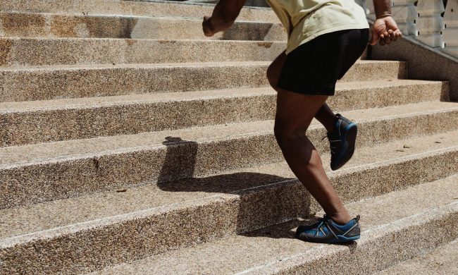 Man climbing steps
