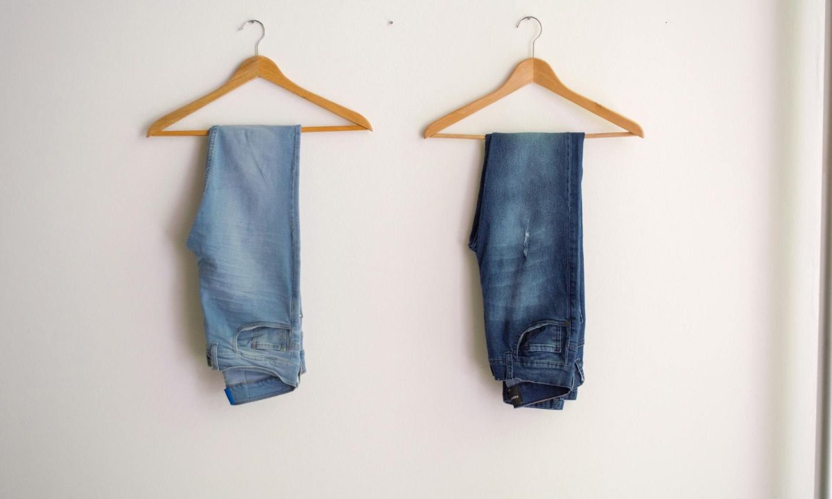 jeans hanging up