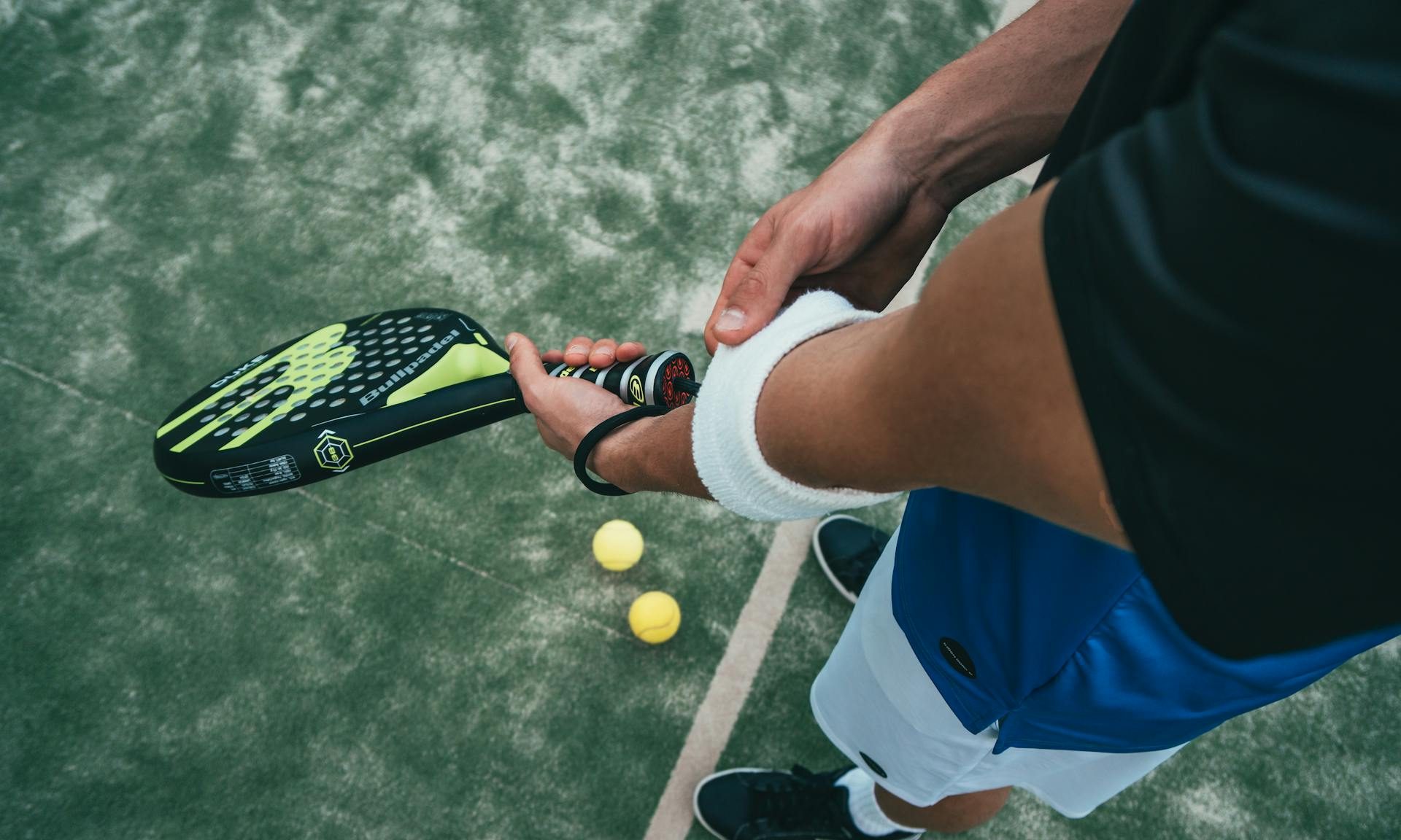Playing tennis