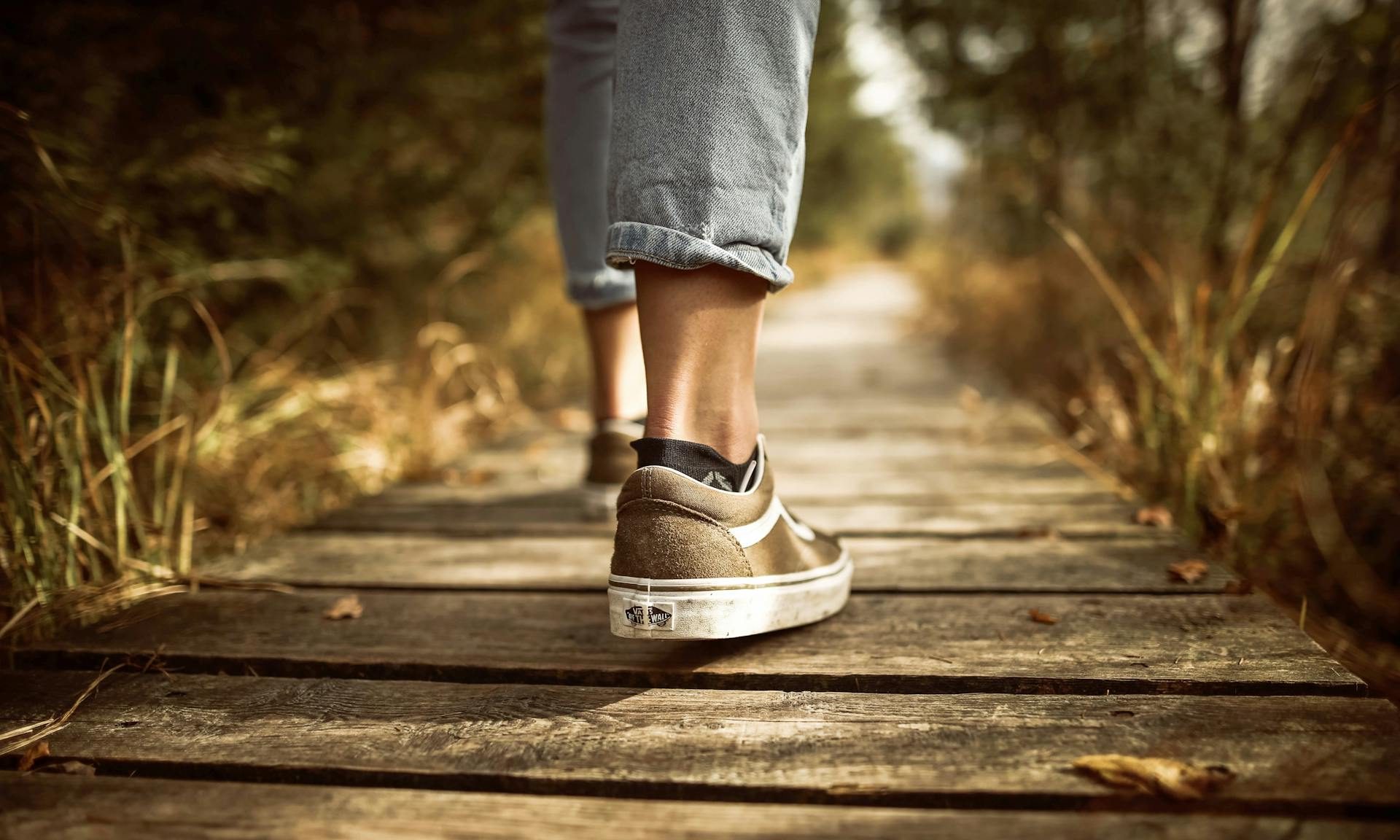 Close up feet walking