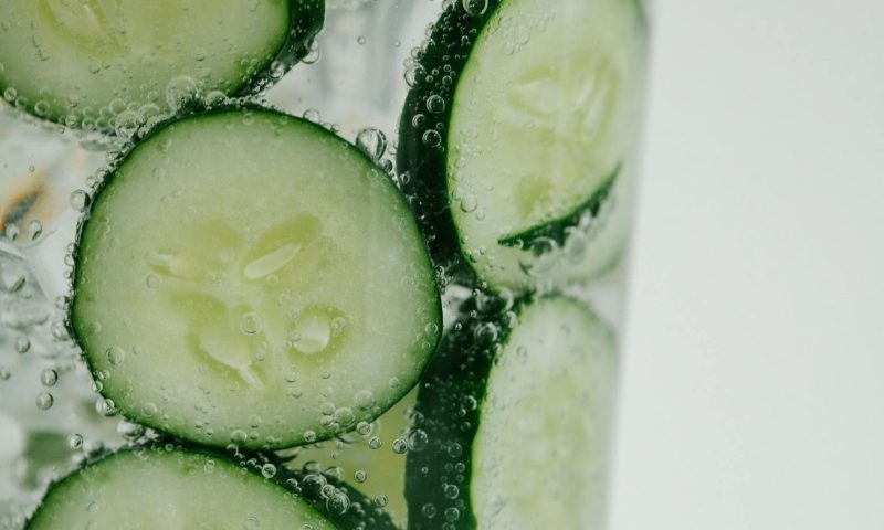 Cucumber infused water up close