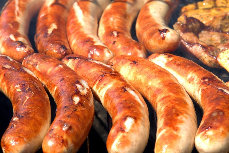 Sausages on the grill