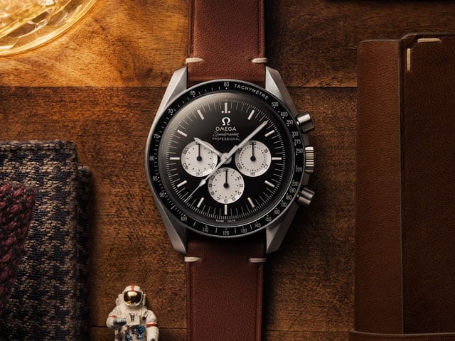 Omega's 'Speedy Tuesday' with brown bracelet.
