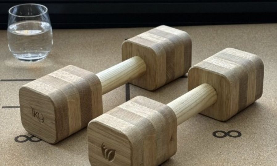 sustainable dumbbells wooden