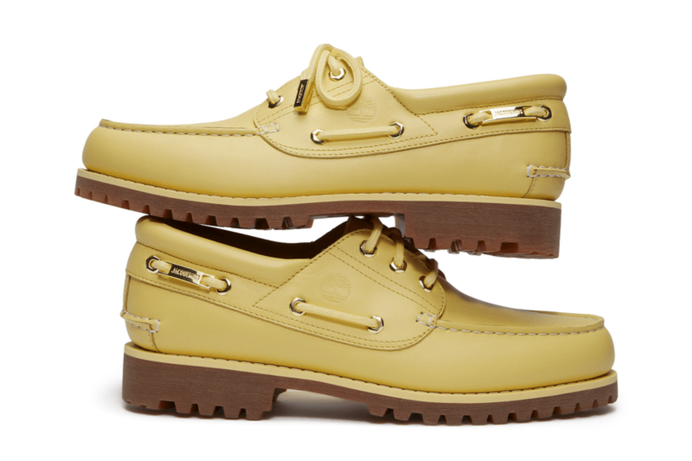 jacquemus and timberland shoe stacked on top of each other