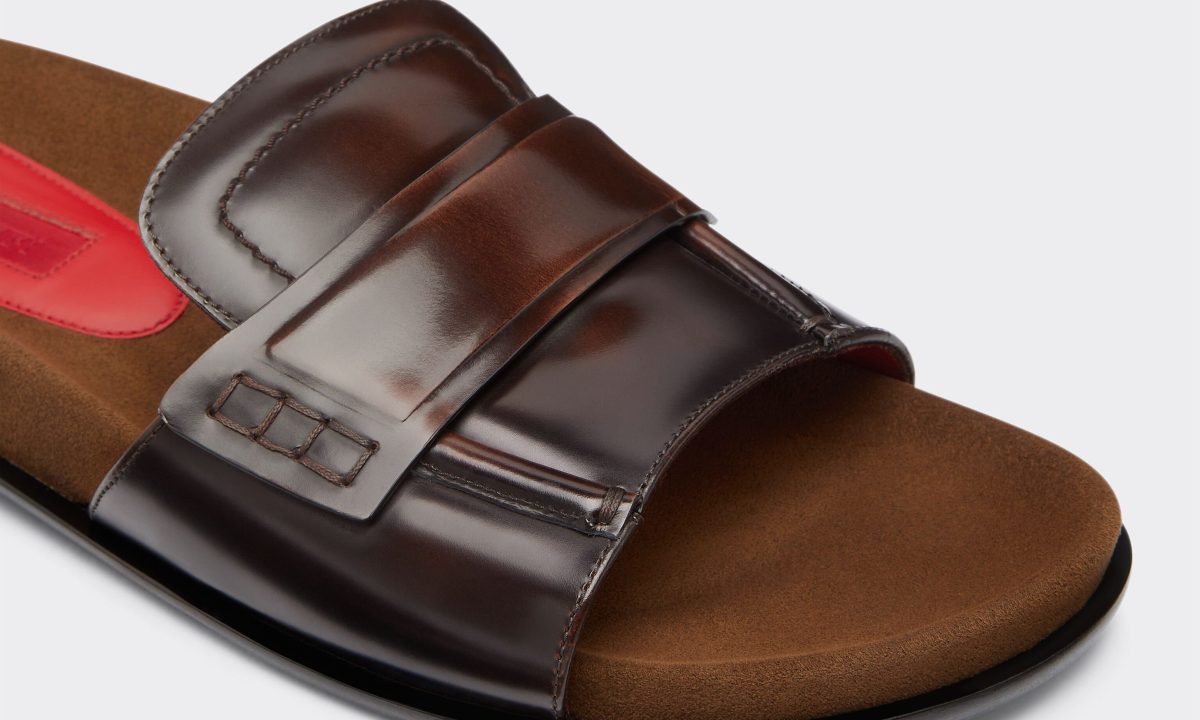 close up on ferrari sandals