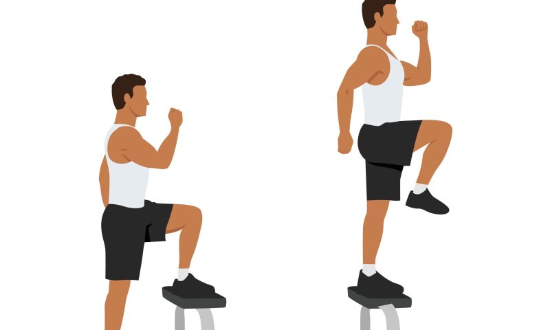 man doing glute step up