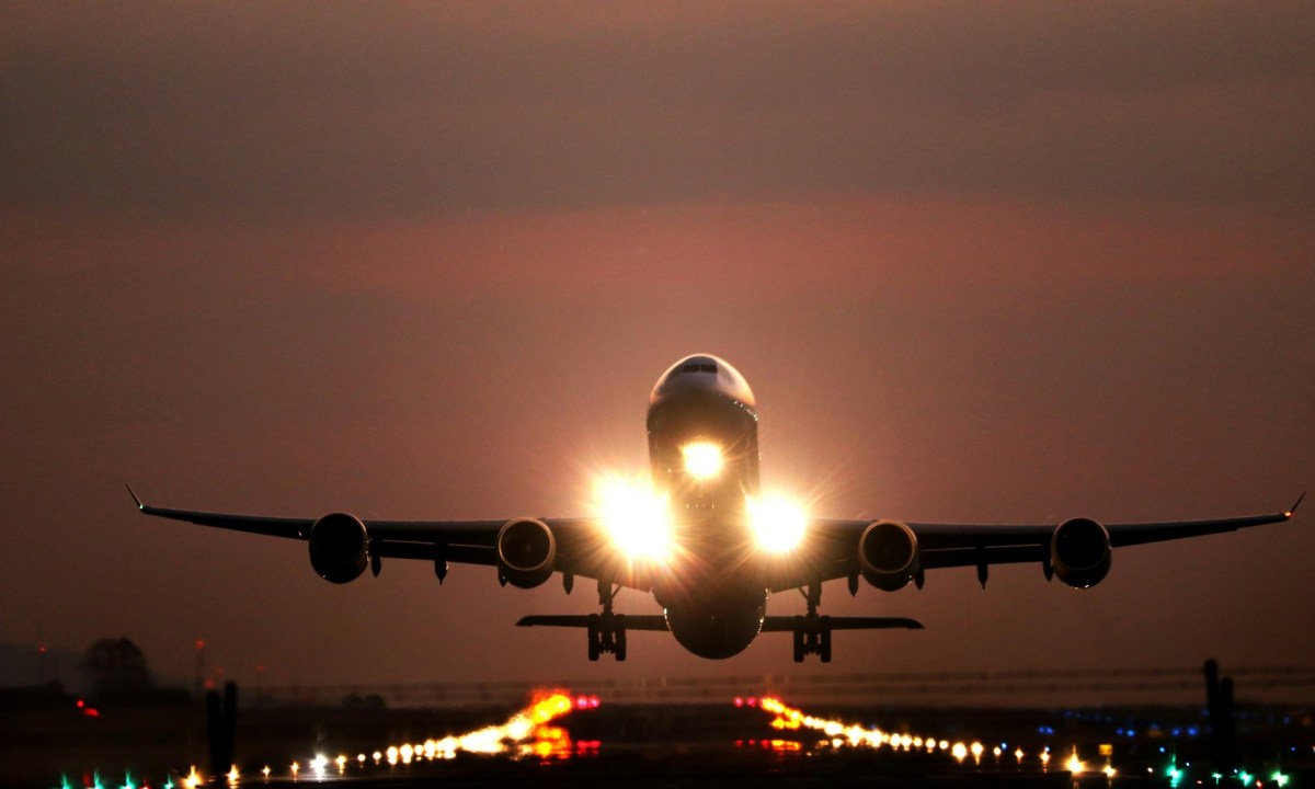 Airplane night takeoff