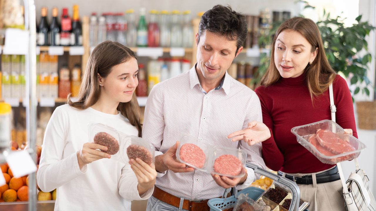looking at burgers in the store