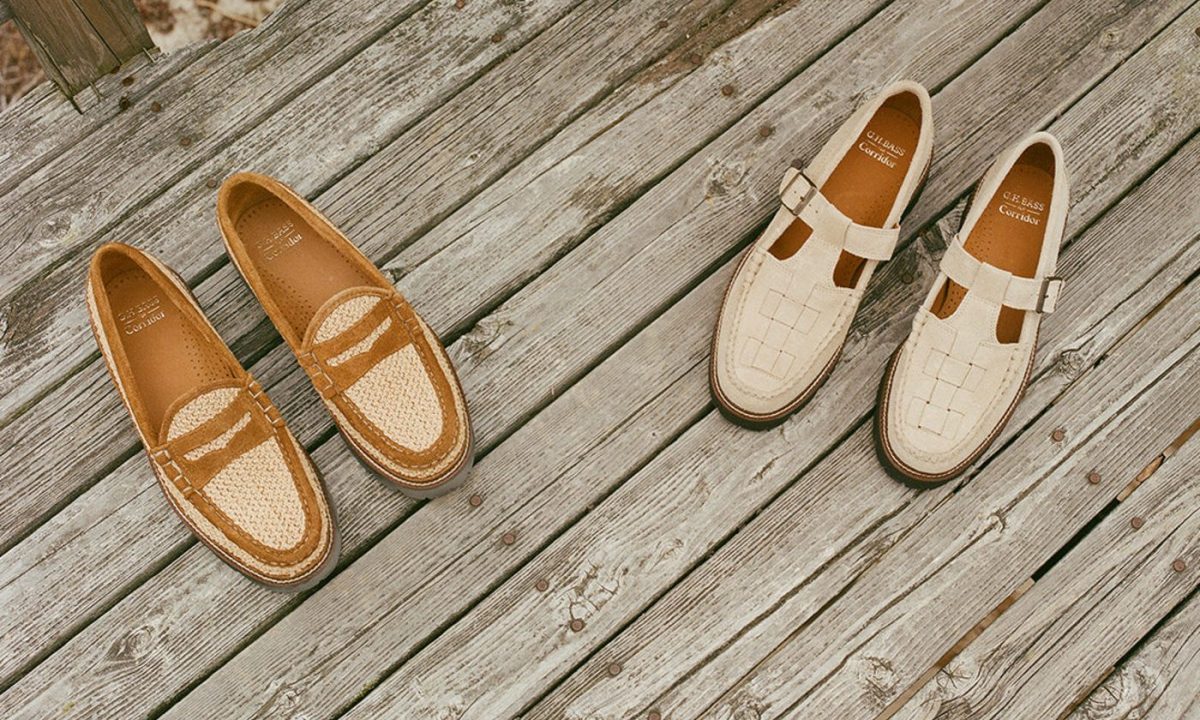 pair of shoes on wood deck