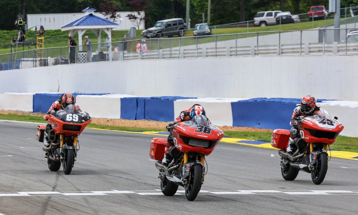 Harley-Davidson sweeping the winning spots in King of the Bagger racing.