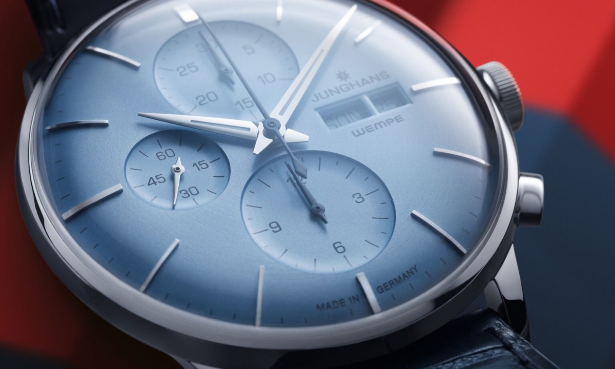Junghans Meister Chronoscope 'Ice Blue' up close