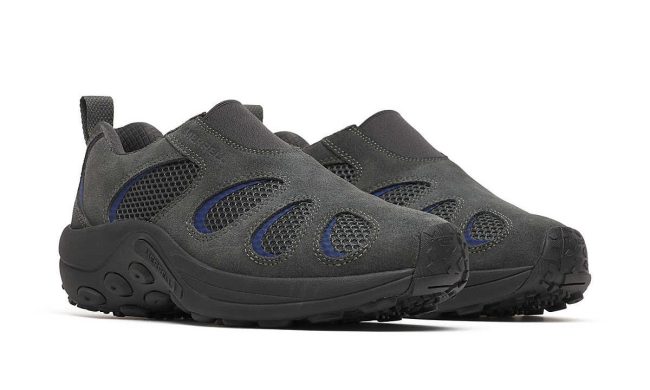pair of black merrell sneakers