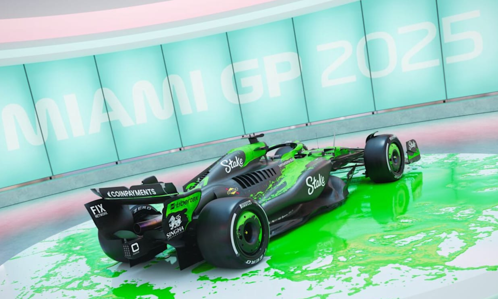 Kick Sauber;s special livery for the 2025 Miami Grand Prix.