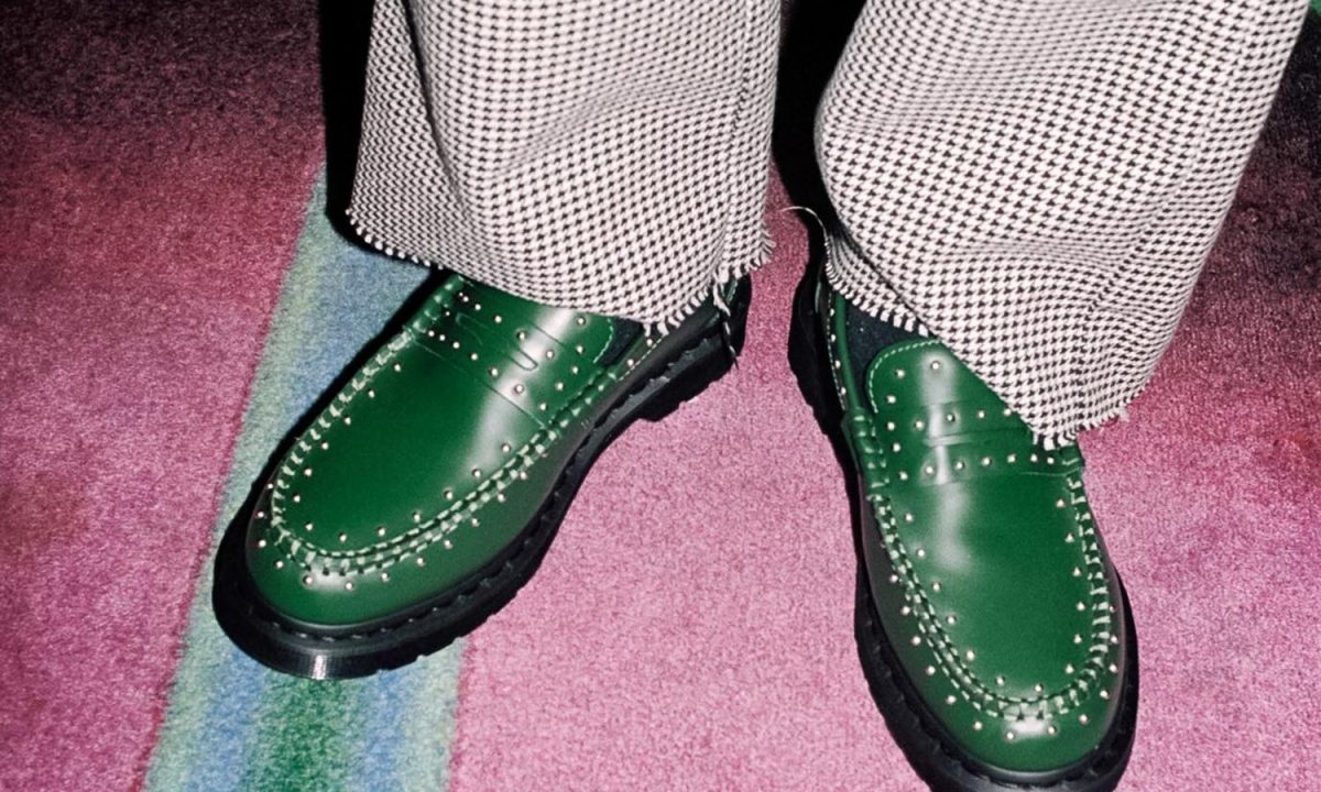 green supreme x dr. martens loafers