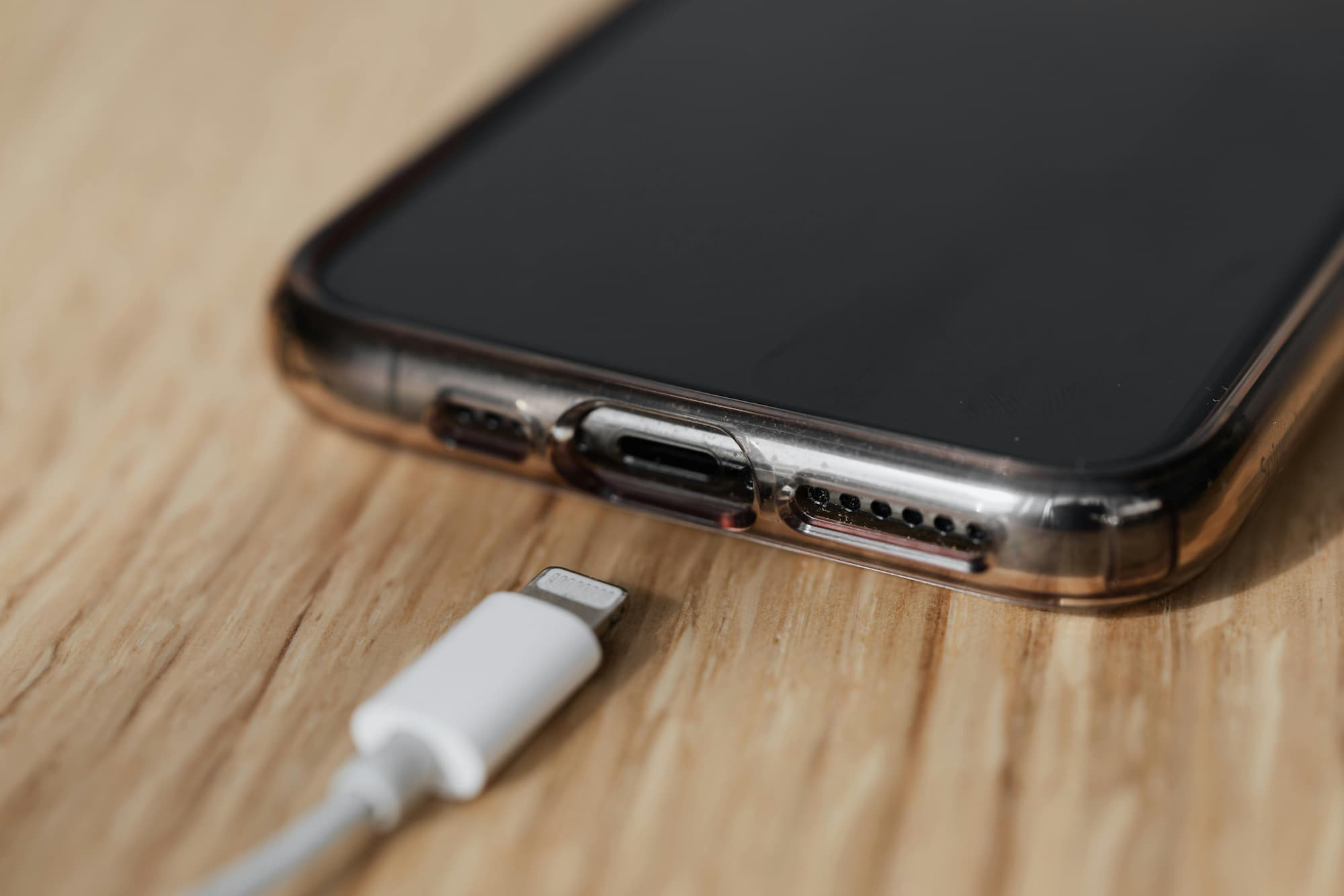 phone next to a phone charger