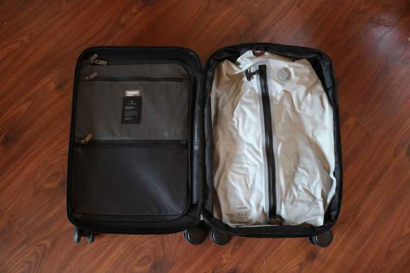 suitcase with a compression bag inside