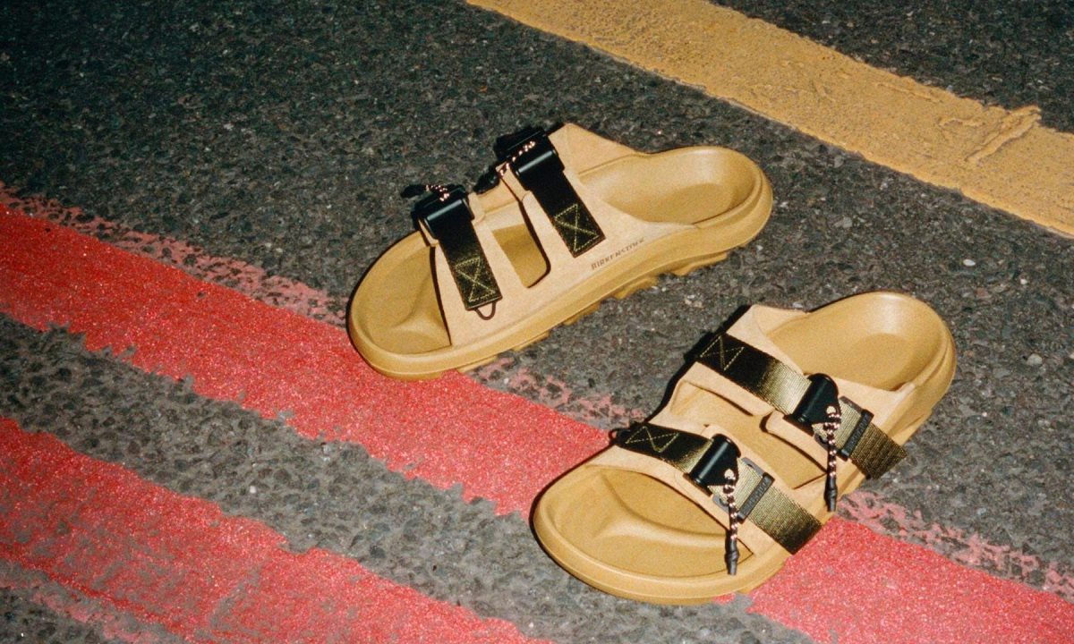 tan birkenstock x maharishi sandals on street