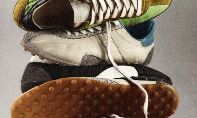 retro shoes stacked on top of each other