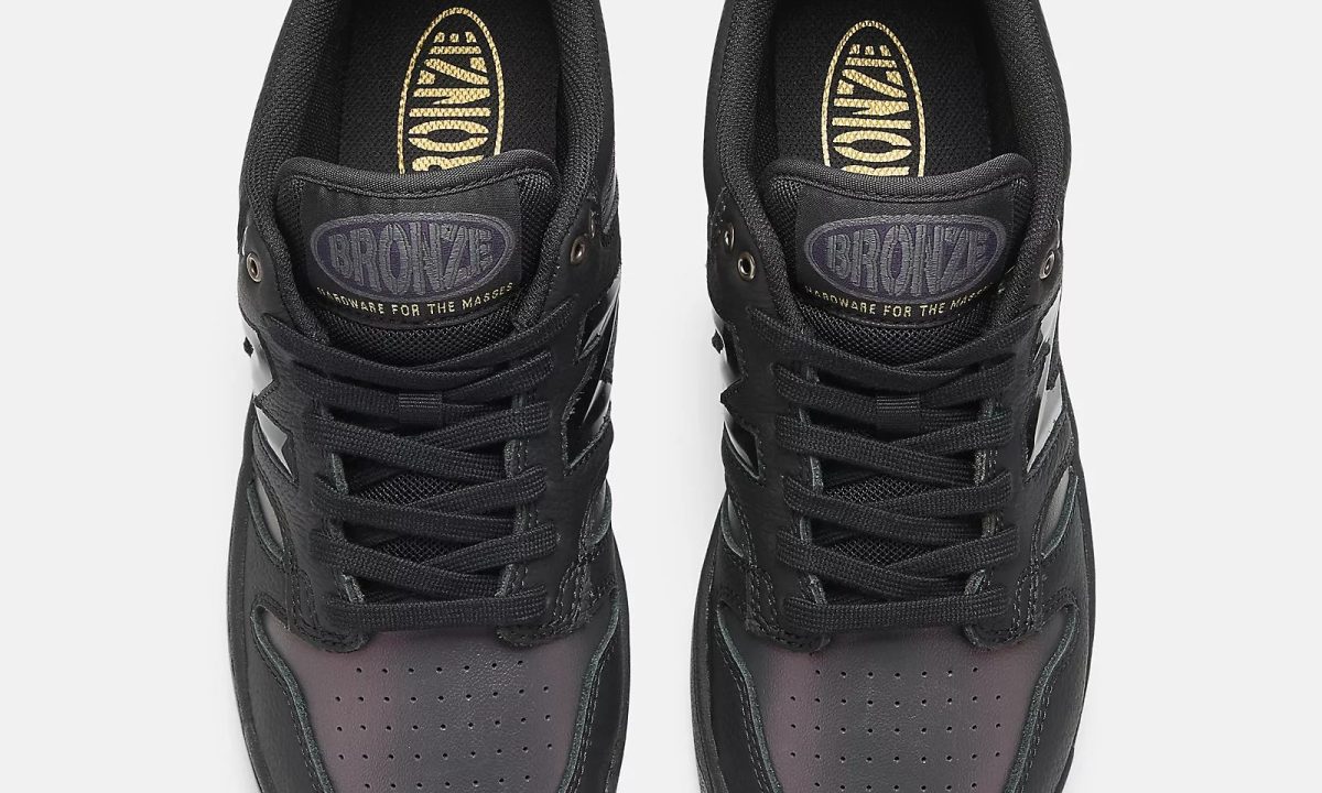 overhead view of New Balance sneakers