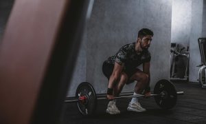 Man performing deadlift