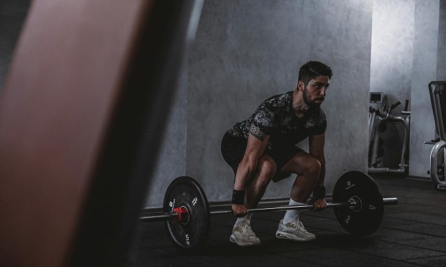 Man performing deadlift
