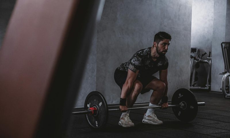 Man performing deadlift