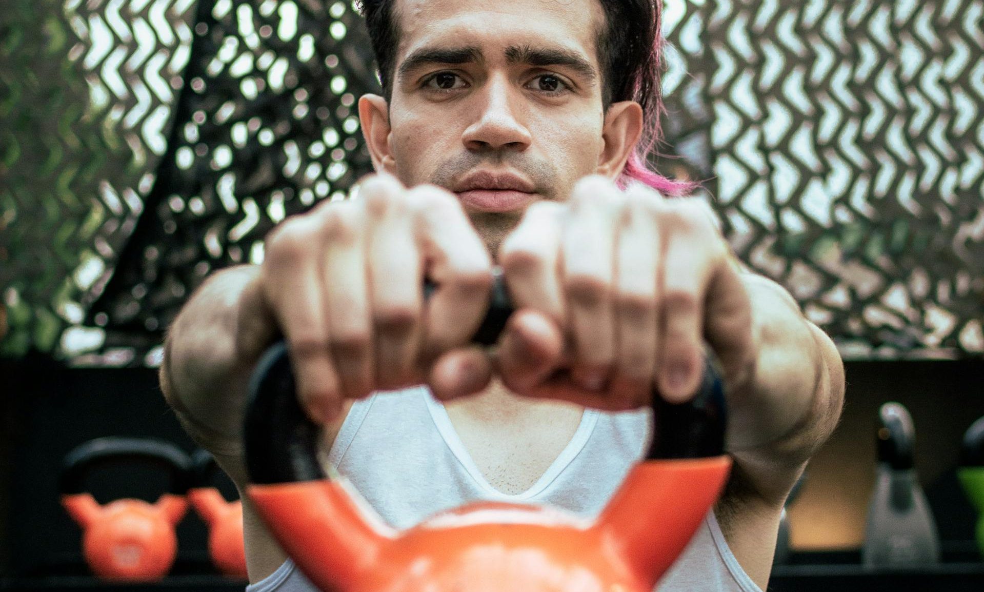 Man holding kettlebell kettlebell swing