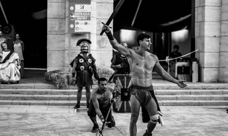 Man dressed as gladiator warrior