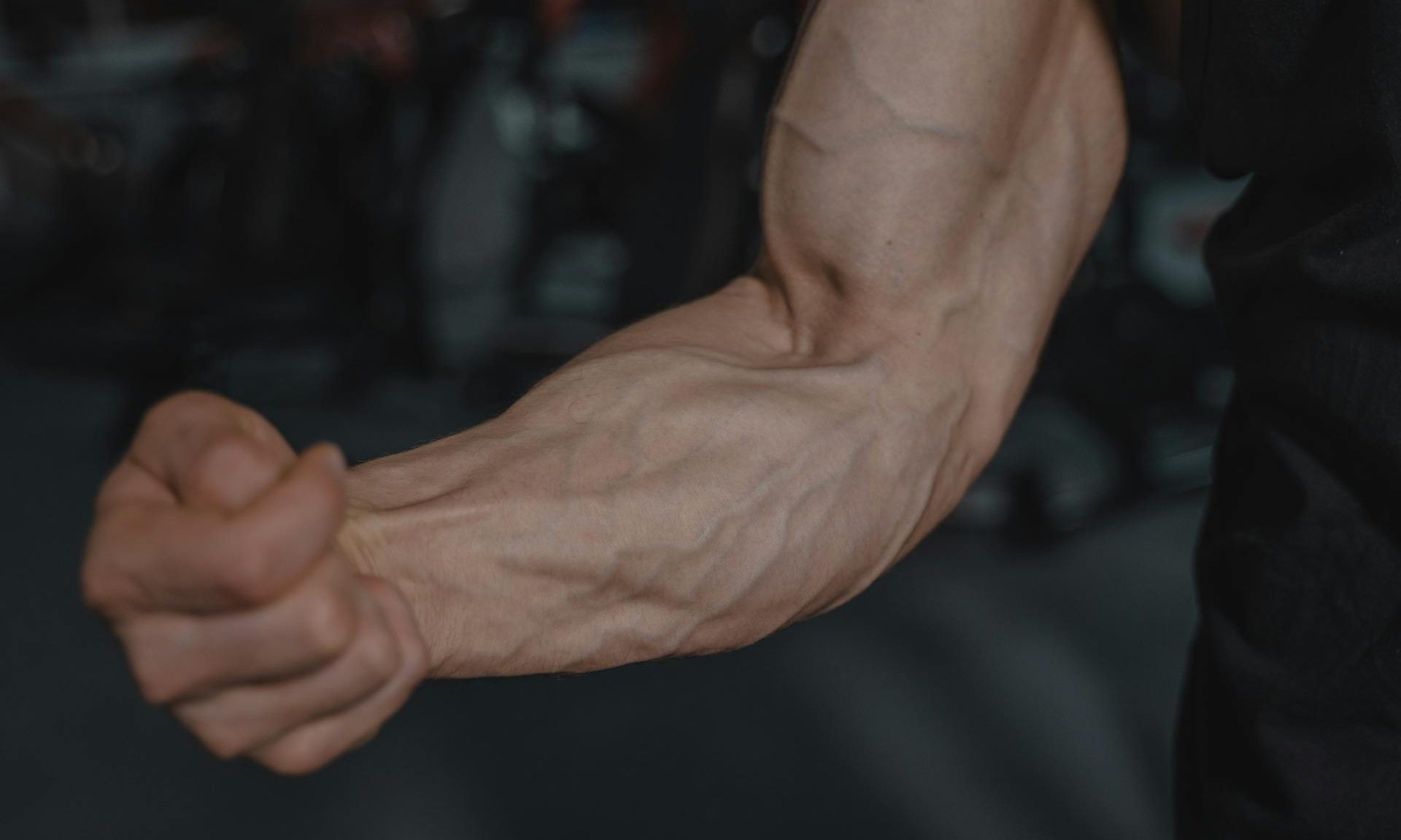 strong veiny forearm muscle