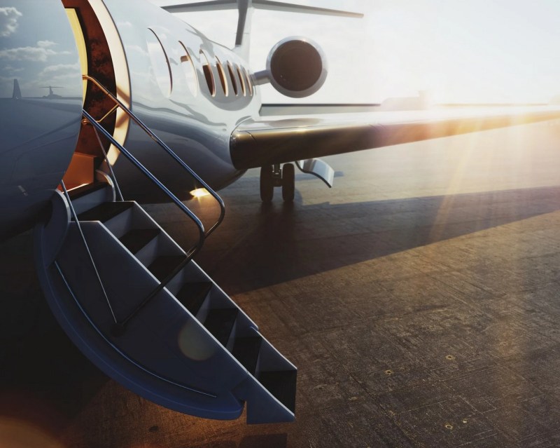 Private jet on tarmac