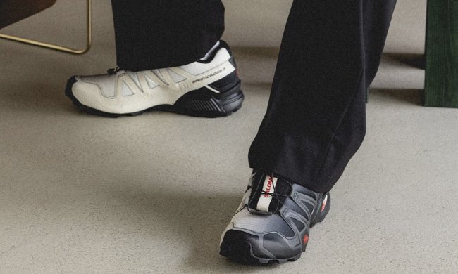 pair of salomon sneakers
