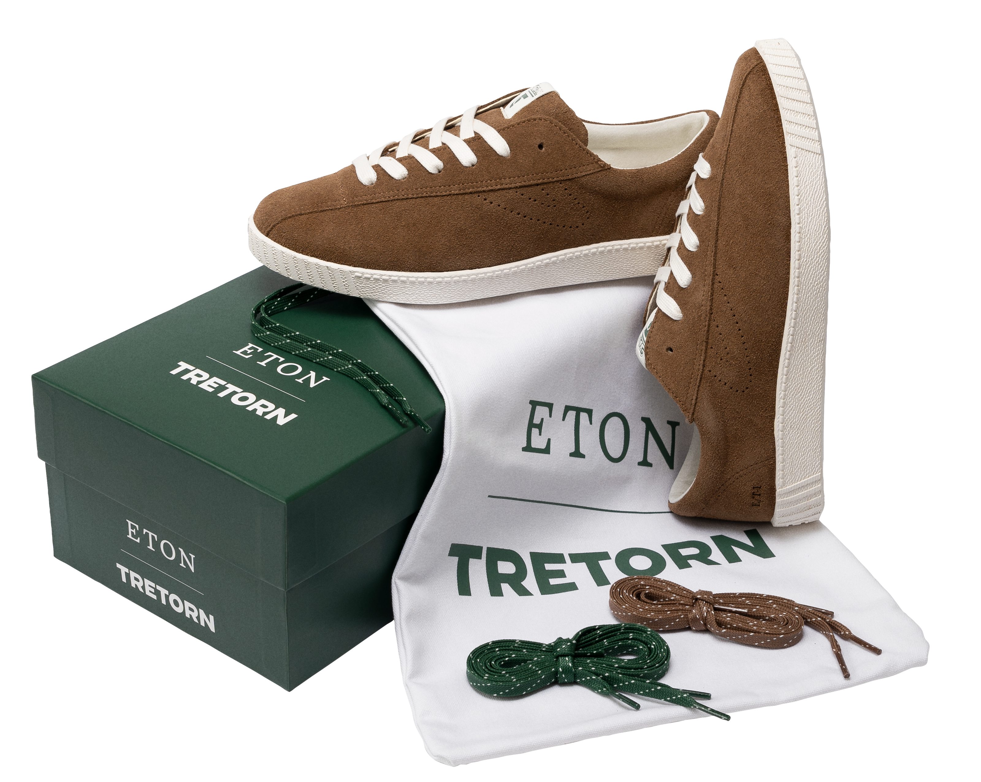 eton tretorn shoes on top of shoe box