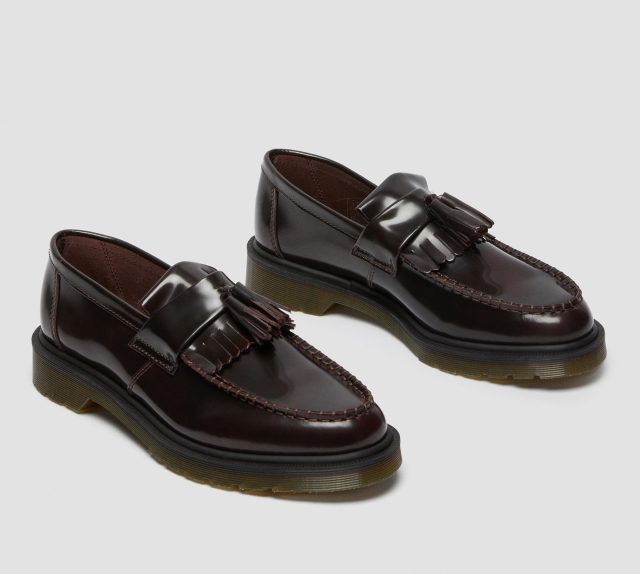 photo of dr. martens loafers in cherry