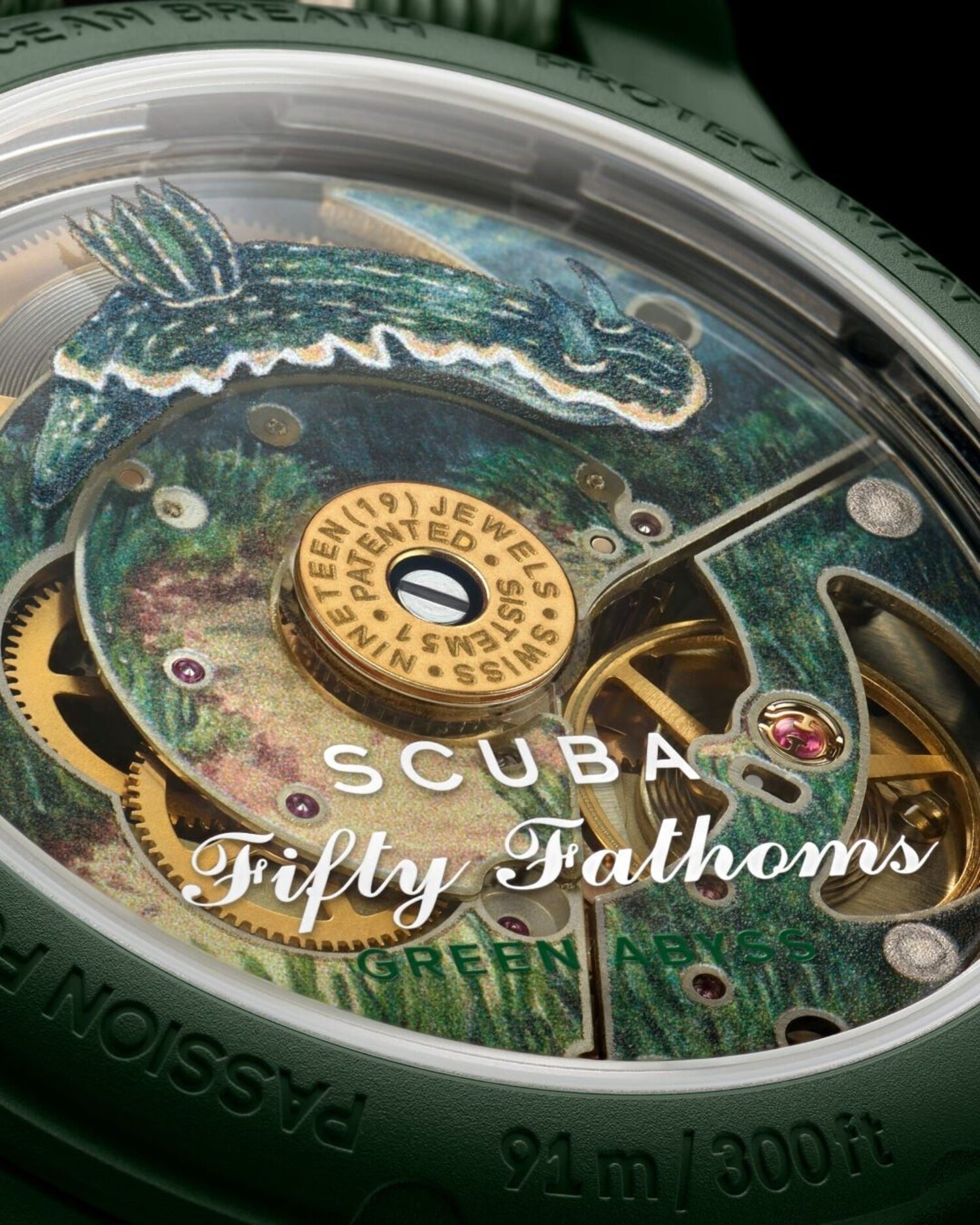 The Swatch Green Abyss, up close.