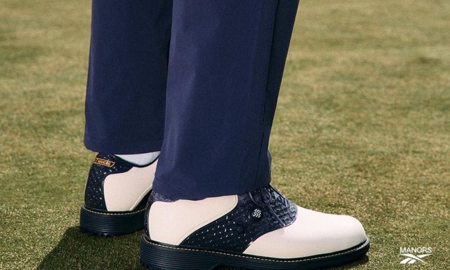 reebok x manor golf shoe on fairway