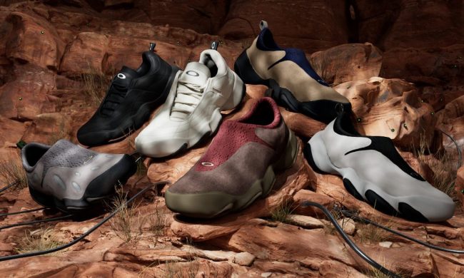 family of oakley factory team on rocks