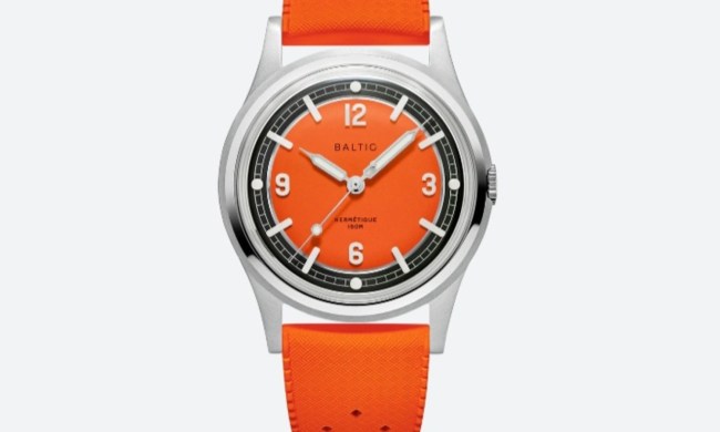 The Hermétique, a versatile 37mm-diameter field watch, in orange.