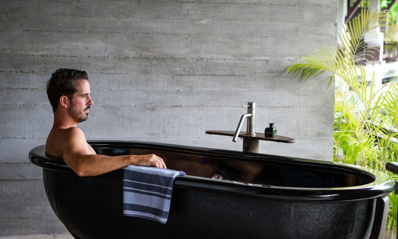 man in bathtub